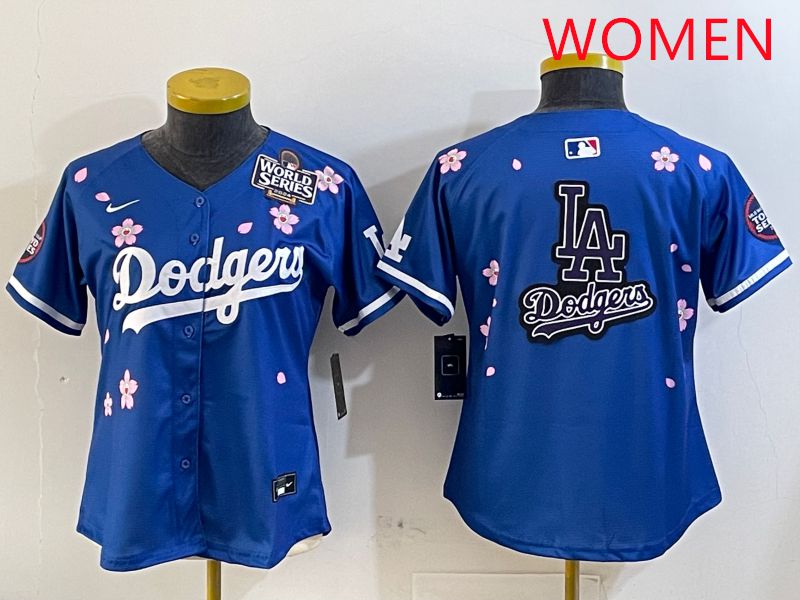 Women Los Angeles Dodgers Blank Blue Sakura Edition 2025 Nike MLB Jersey style 20